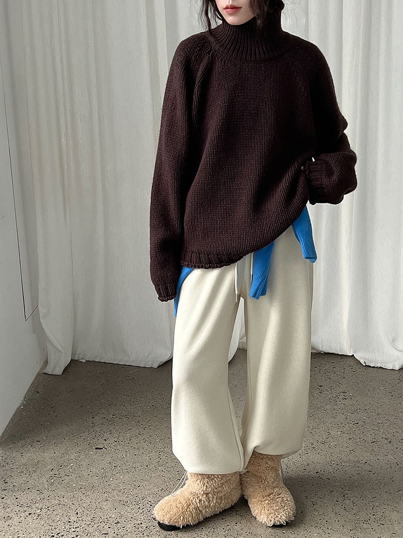 【tops】ハイネックニットトップス Q7305