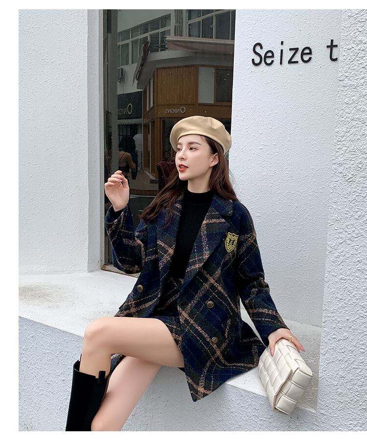 【set】ファッション!気質満点レトロオシャレスーツアウター+スカート２点セット G3586