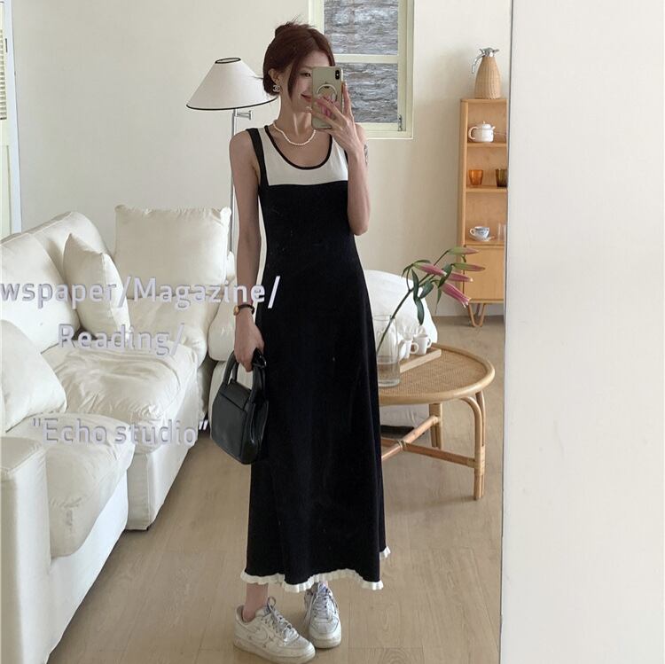 【dress】偽二つ切り替えニットキャミワンピース G20518