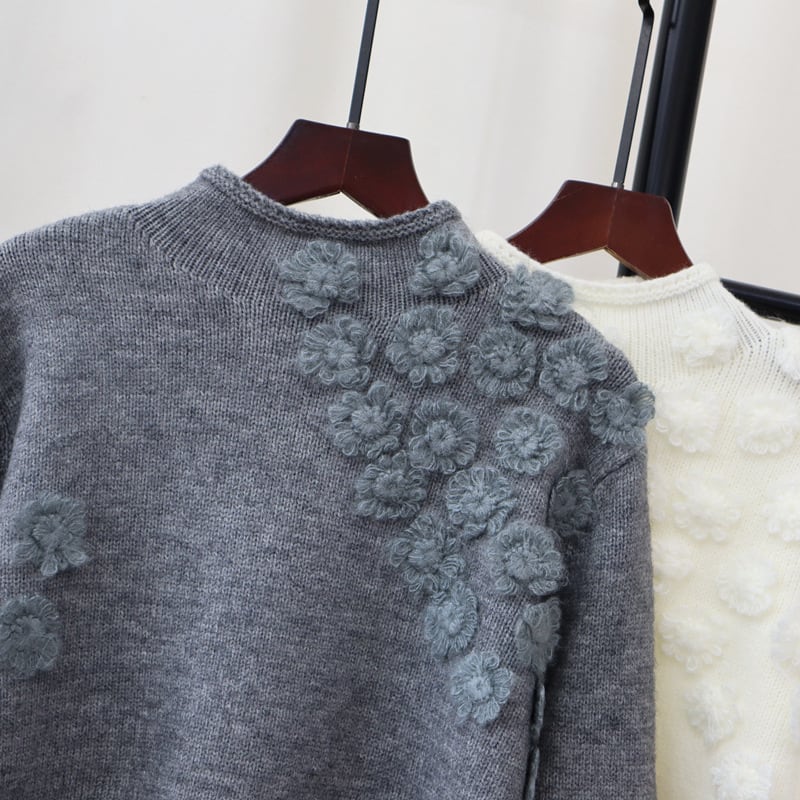 【tops】立体フラワーニットセーター　M28077