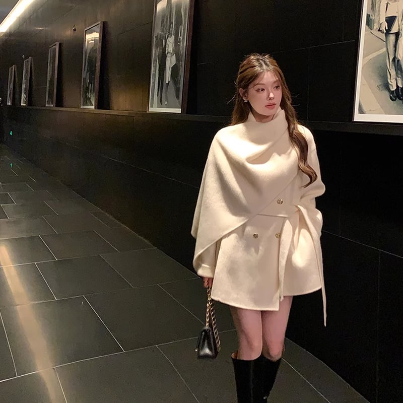【outer】ショールカラーコート Q7361