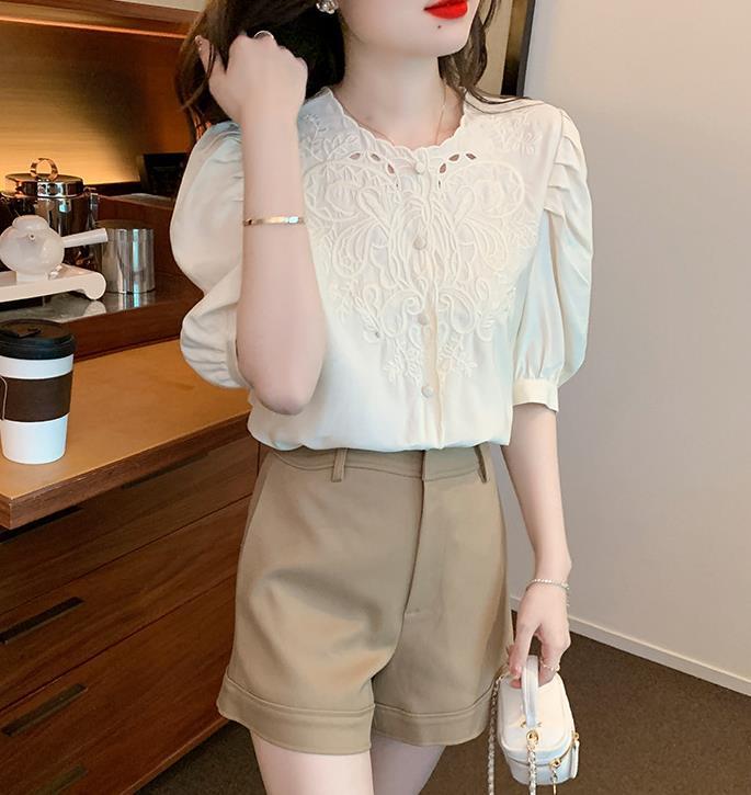 【tops】透かし彫りブラウスF7502