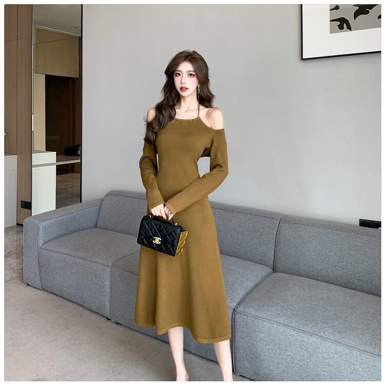 【dress】オフショルダーニットワンピース　M18760
