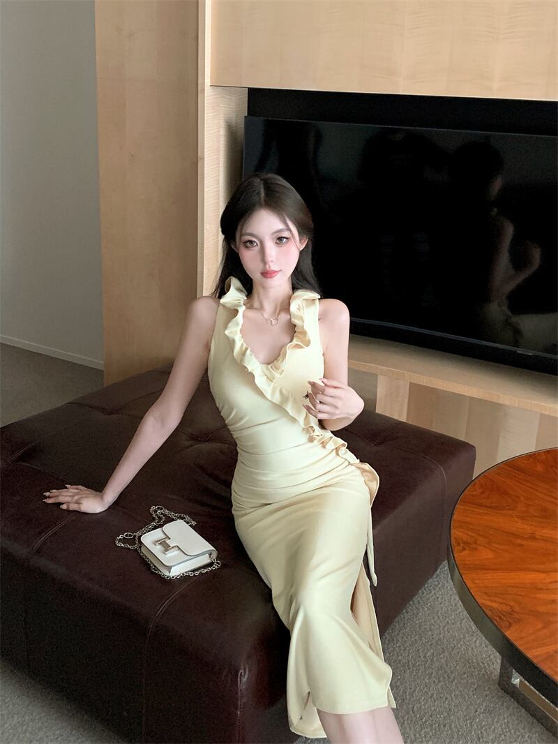 【dress】ギャザースリットワンピース G21324