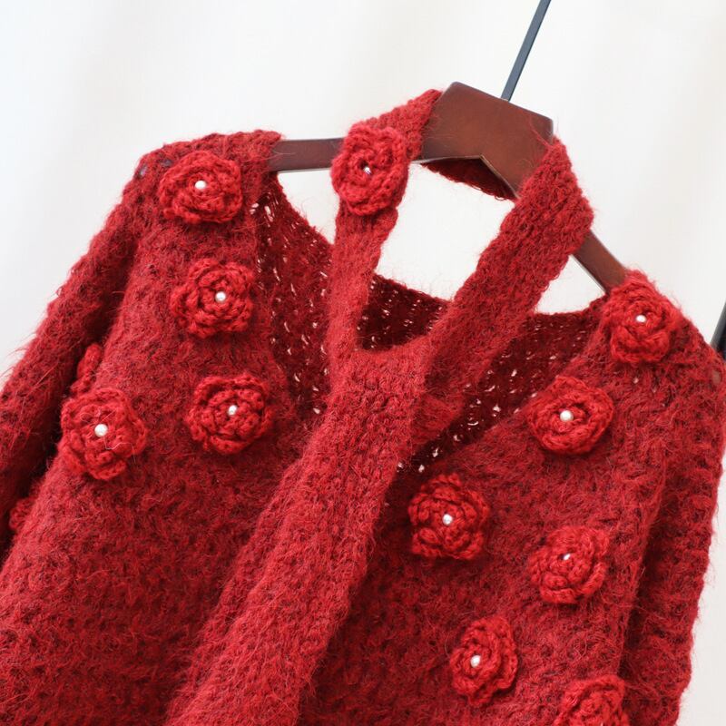 【tops】立体フラワーニットセーター　M28519