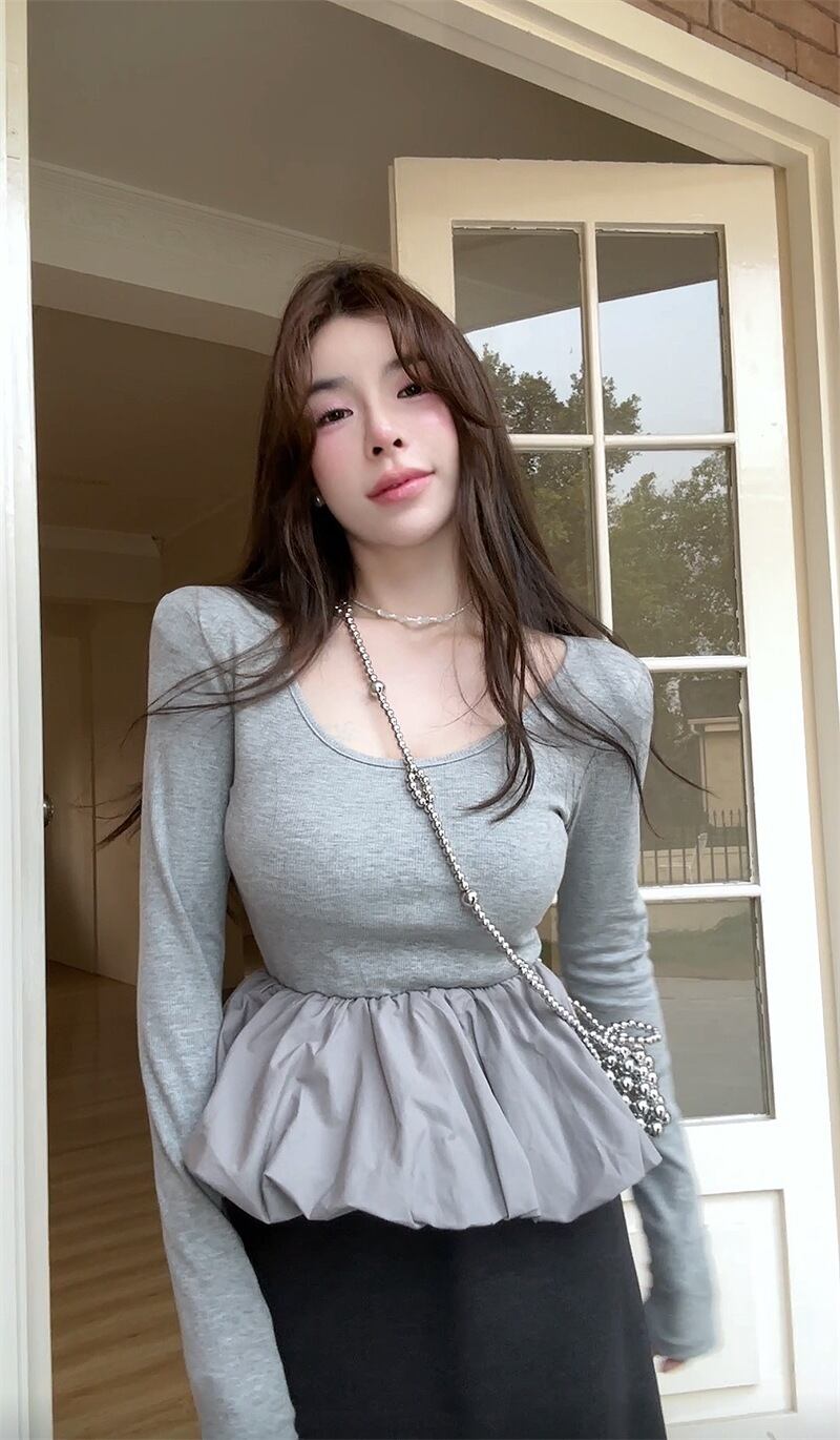 【tops】ドッキング長袖Tシャツ　M29630