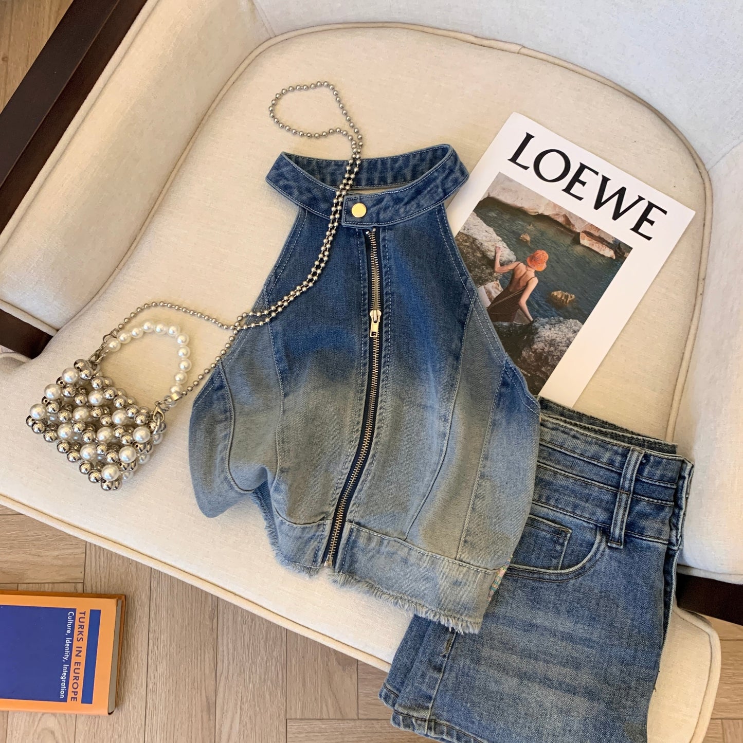 【tops】ファスナーデニムキャミソールG20350