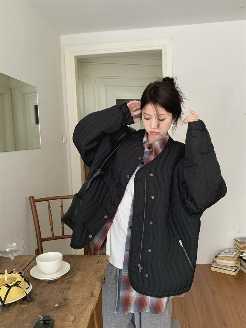 【outer】ラウンドネックショートダウン　M28264