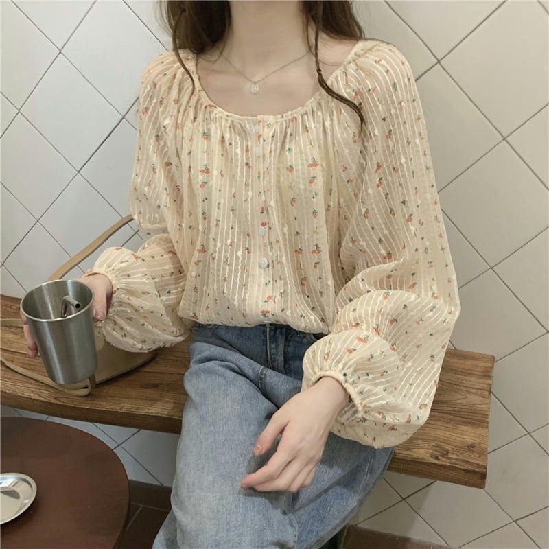 【tops】花柄シャツトップス　M25056