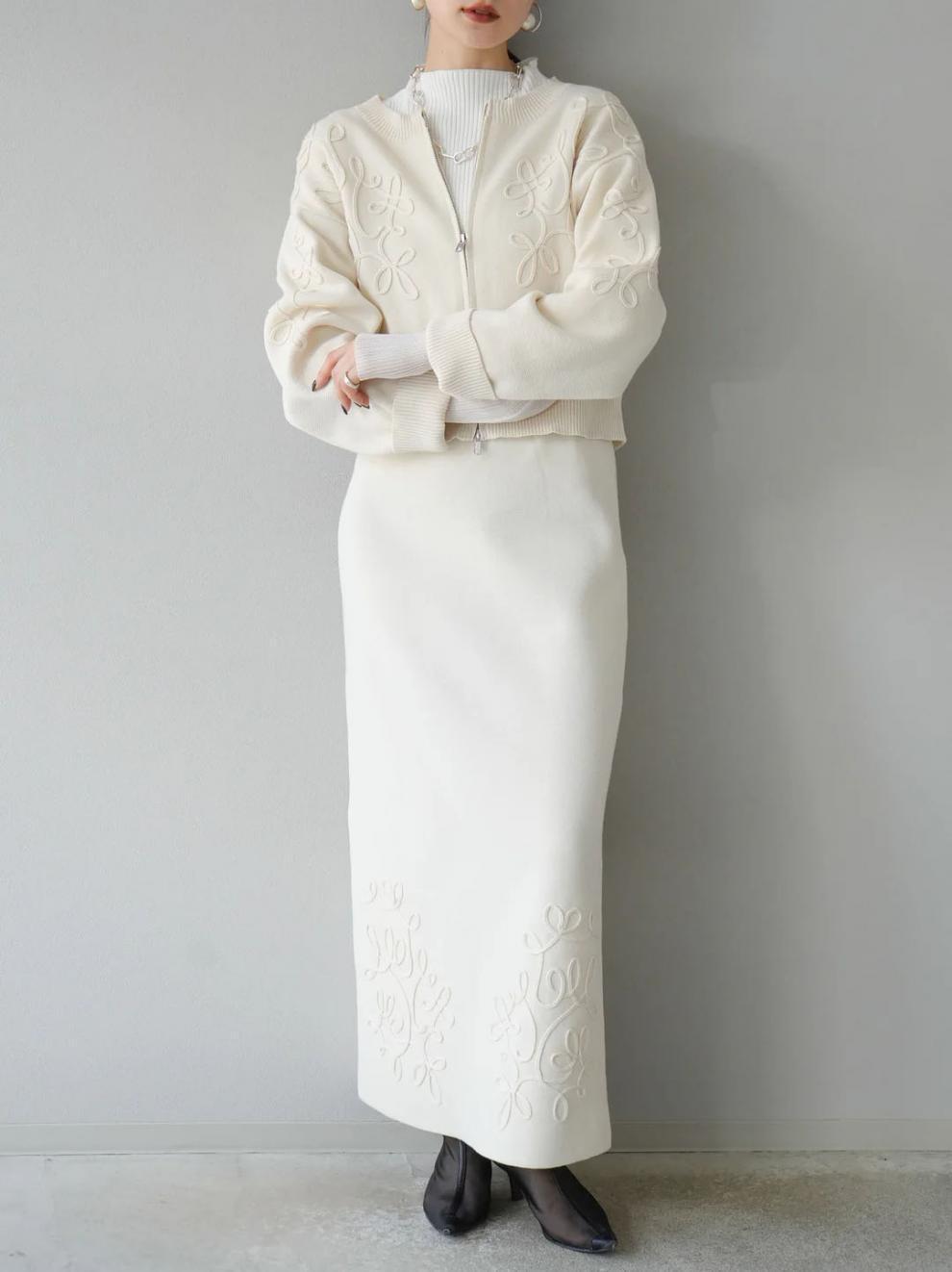 【set】ノーカラーショートジャケット×ロングスカートセット　N2751