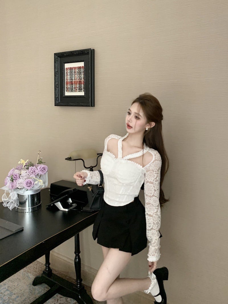 【tops】カットワークレーストップス　M29336
