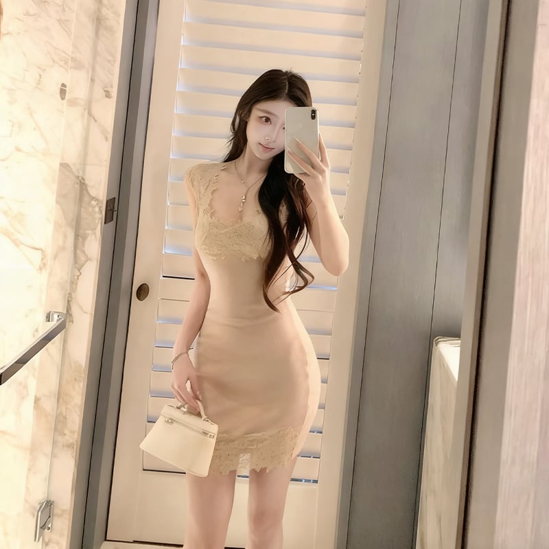 【dress】レースドッキングキャミワンピース Q8000