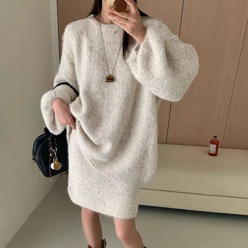【set】ニットトップス×ストレートスカートセット Q7699