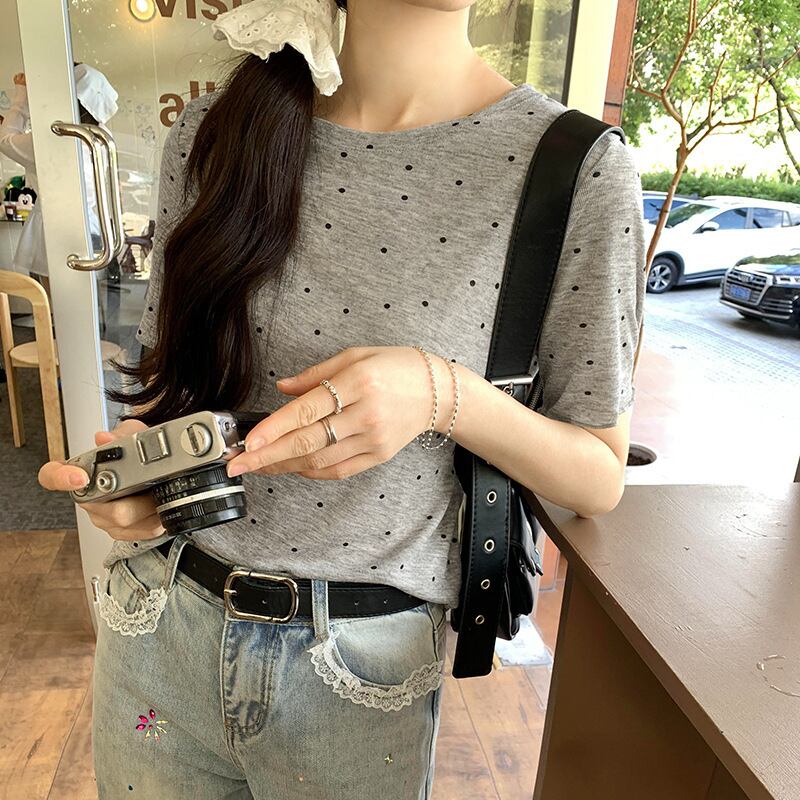 【tops】ドット柄Tシャツ　M24822