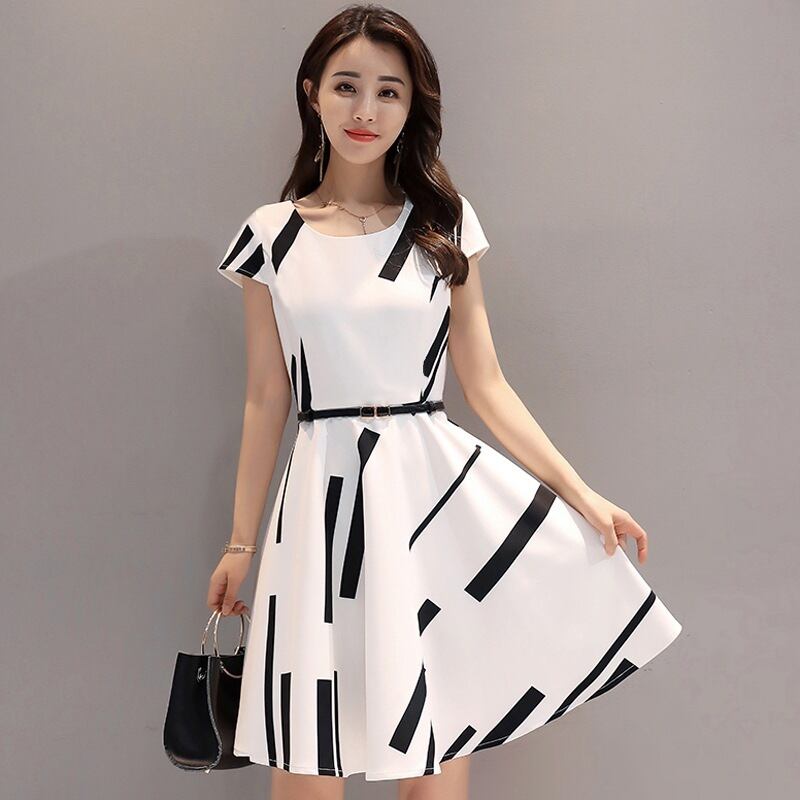 【dress】韓国風好感度UP!気質満点清新スウィートラウンドネックワンピース G0171