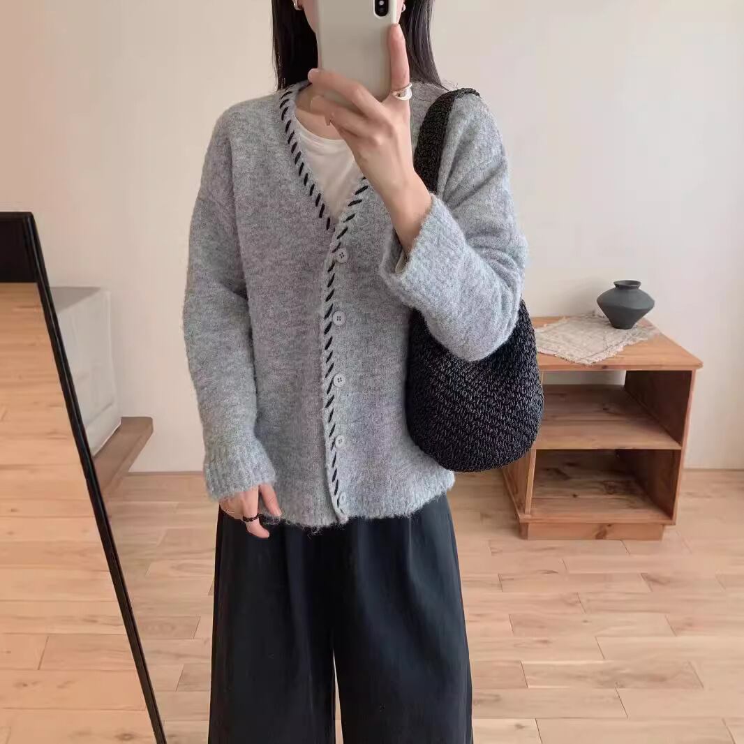 【outer】Vネックニットカーデ　M27283