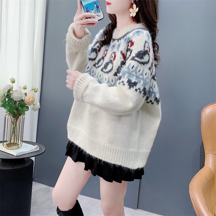 【tops】ジャカードニットセーター　M28292