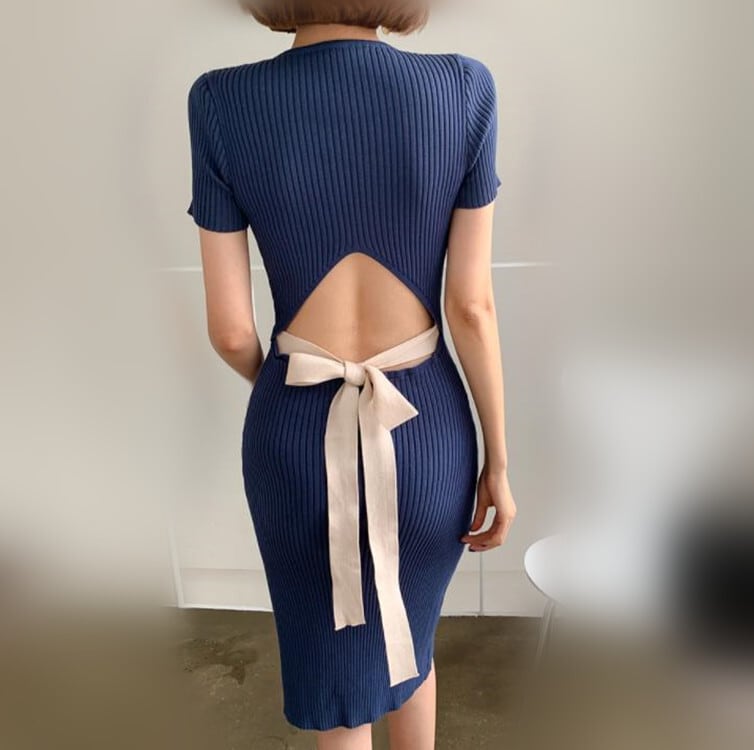 【dress】透かし彫りニットワンピース G21482