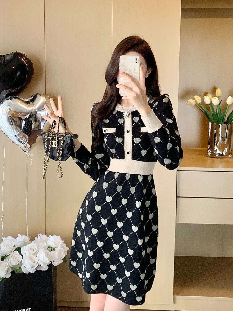 【dress】ジャカードニットワンピース　M28358