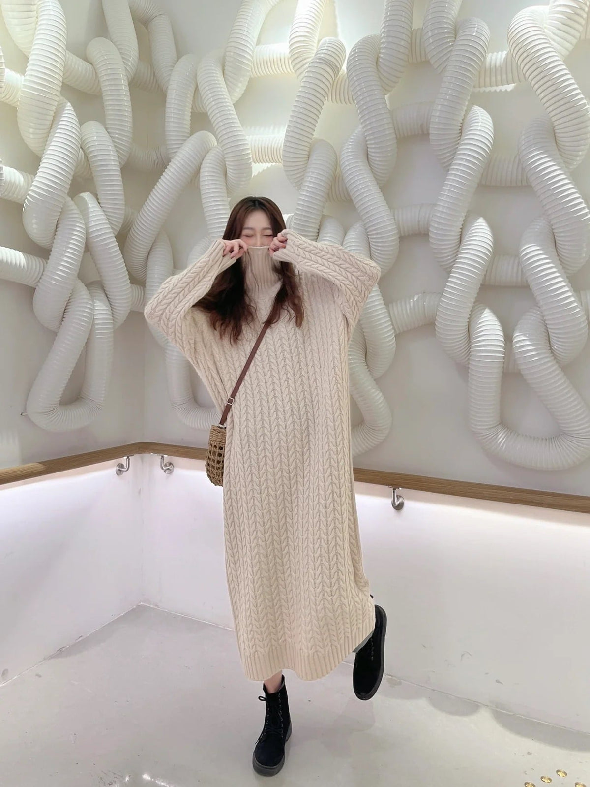 【dress】ハイネックニットワンピース　M25799