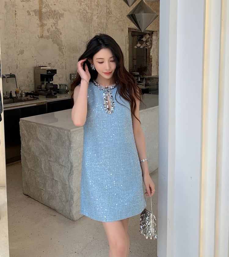 【dress】スパンコール付きツイードワンピース　N2554