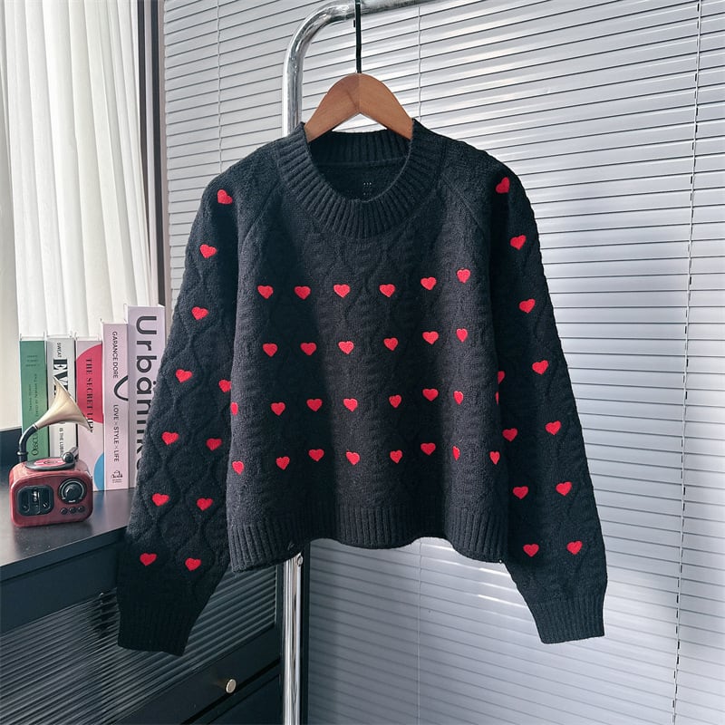 【tops】ハート柄ニットセーター　M25723