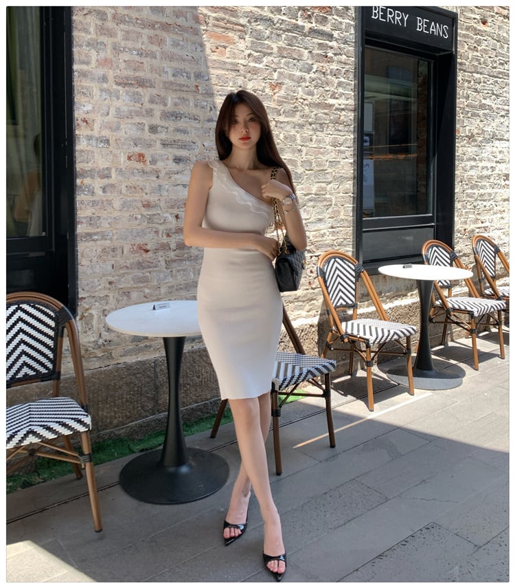 【dress】オフショルダーニットワンピース　M24581