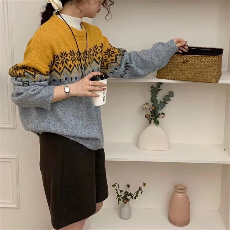 【tops】ジャカードニットセーター　M27137