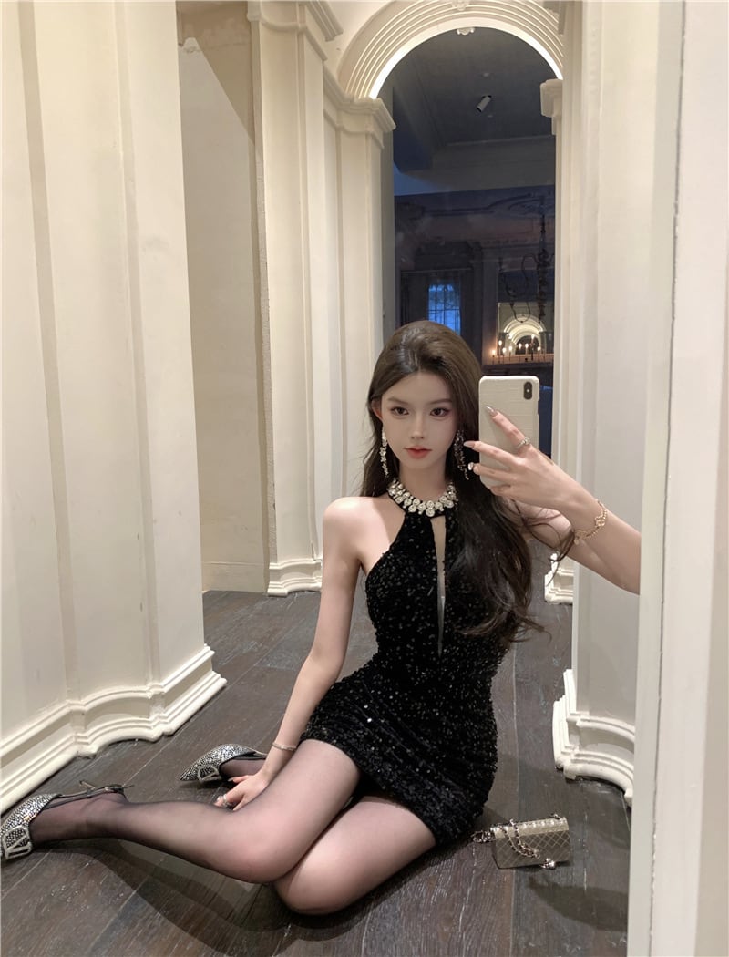【dress】キラキラノースリーブワンピース　M24188