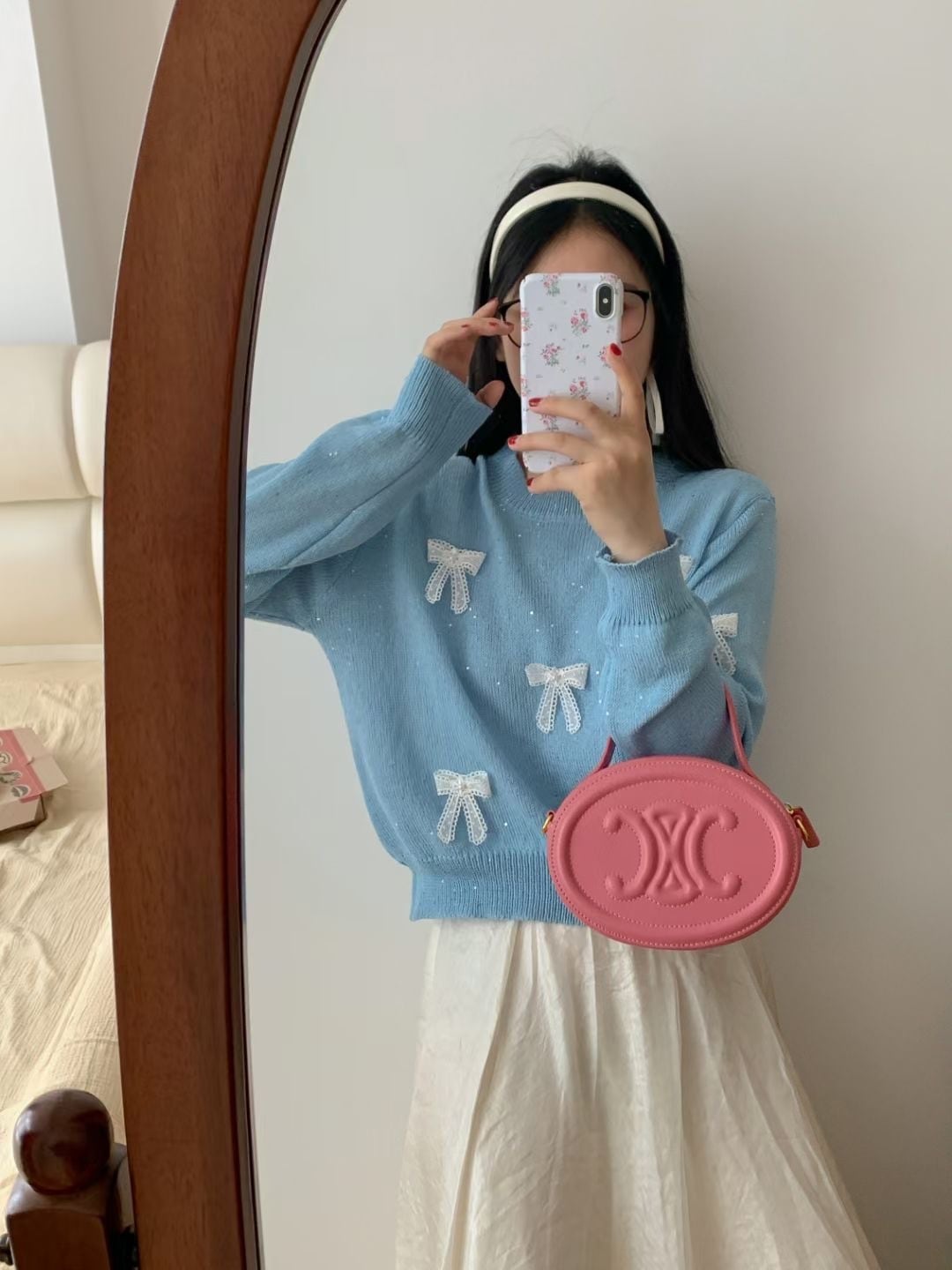 【tops】リボン付きニットセーター　M25921