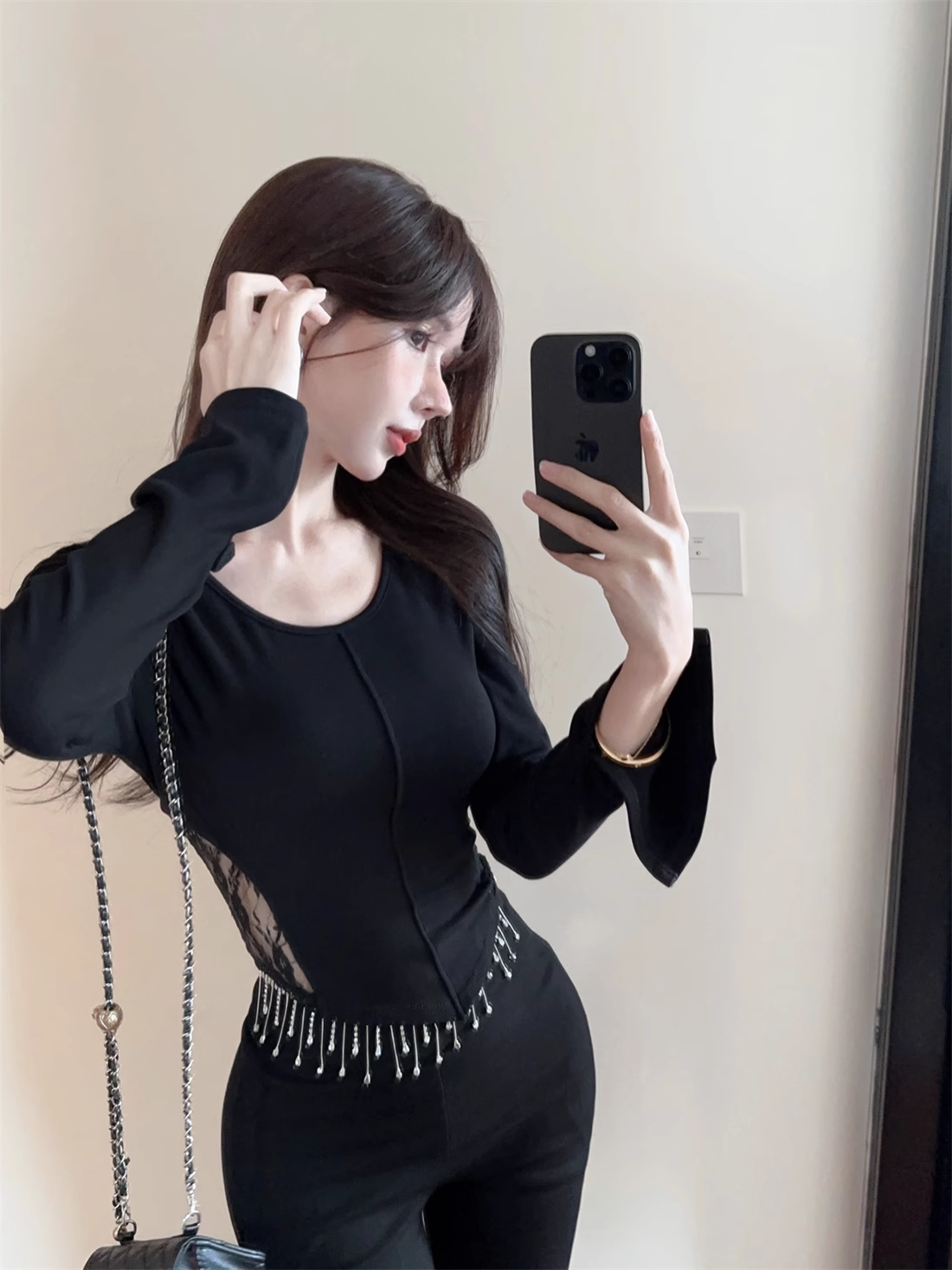 【tops】フリンジレースブラウスF8333