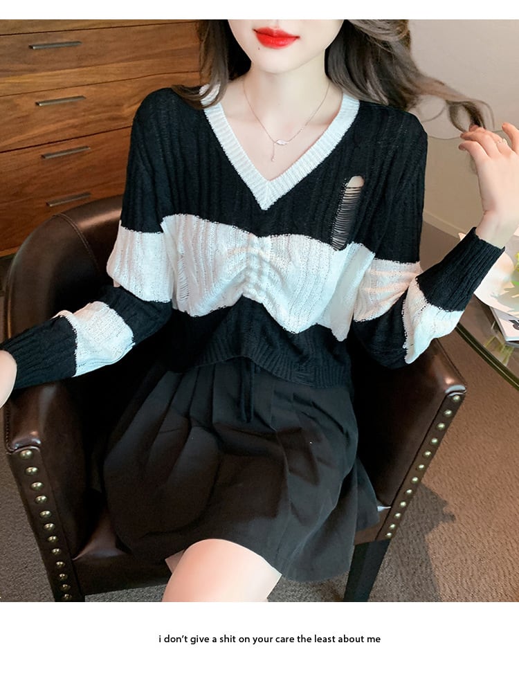 【tops】カットワークニットセーター　M25768