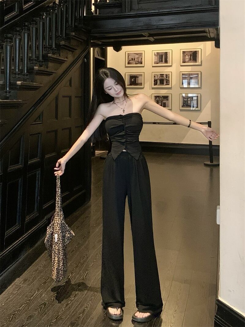 【set】ベアトップ+カジュアルパンツ２点セットG21035