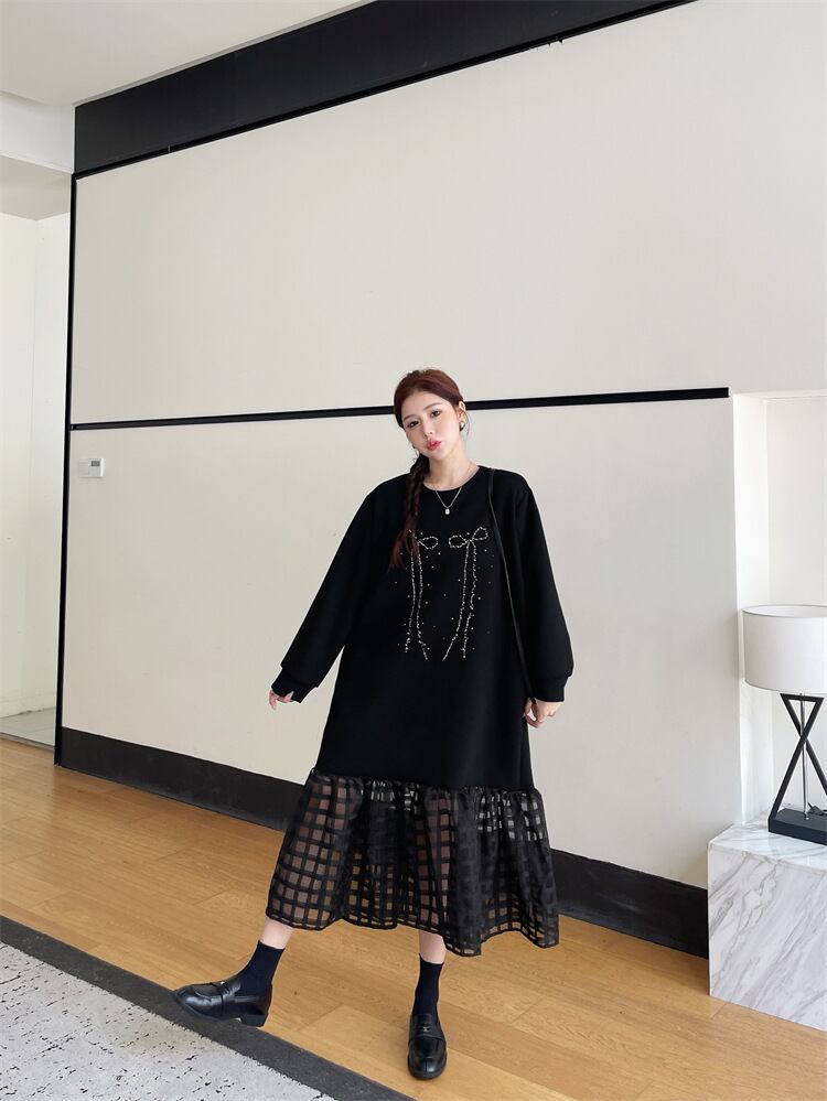 【dress】ビジュードッキングカジュアルワンピース　M28929