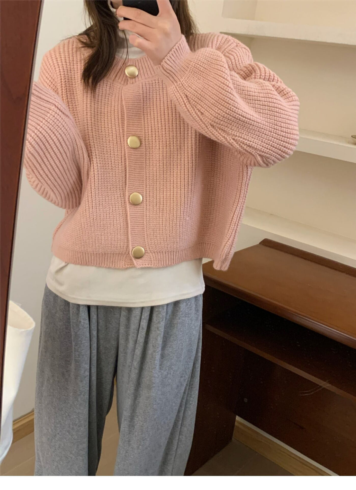 【outer】クルーネックニットカーデ　M18817