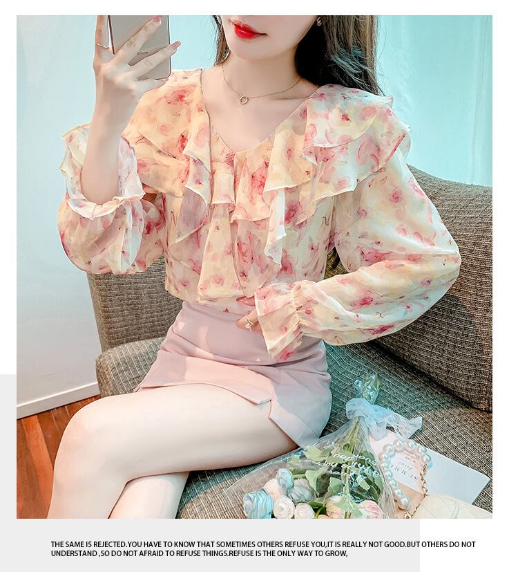 【tops】花柄シャツトップス　M18479