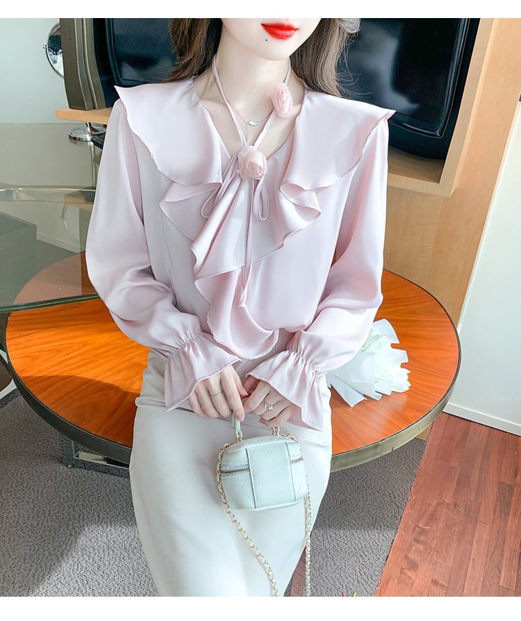【tops】フリルシャツトップス　M25769