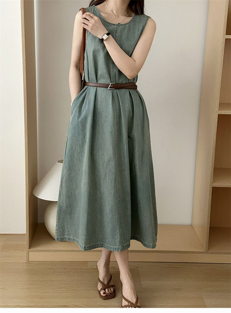 【dress】ノースリーブデニムワンピース　M24025