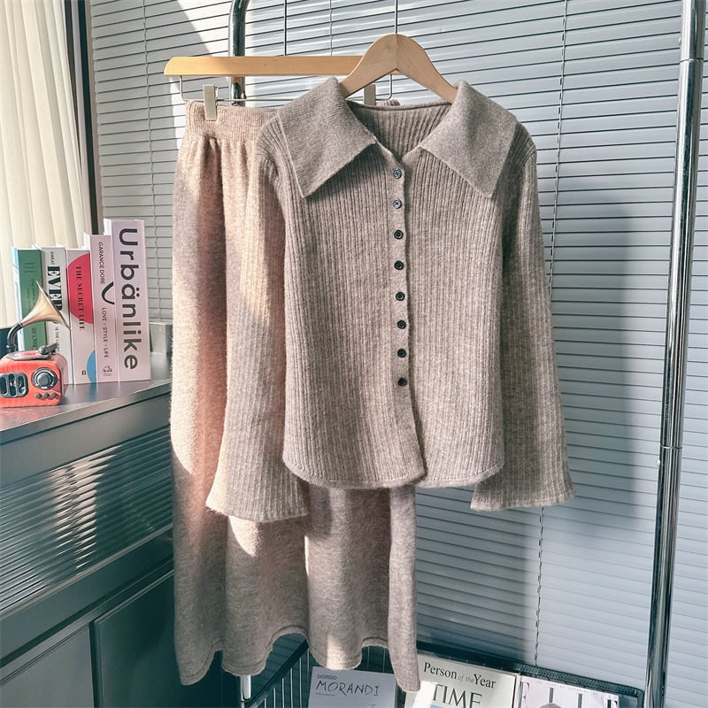 【set】ニットカーデ×スカートセット　M25689
