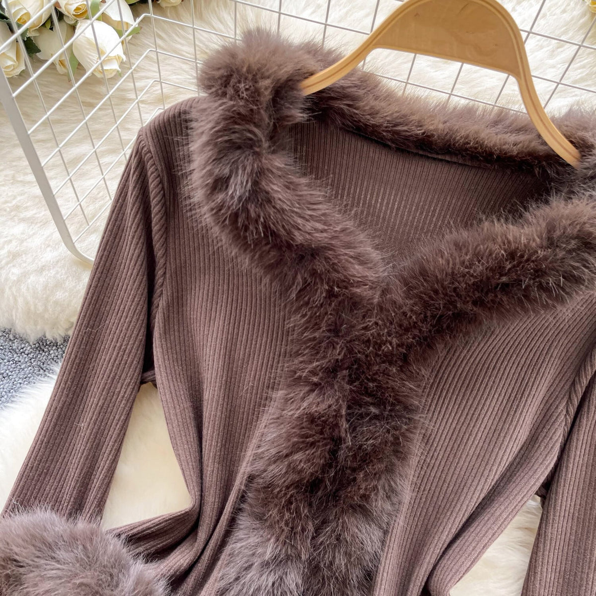 【tops】ファーニットトップス　N2777