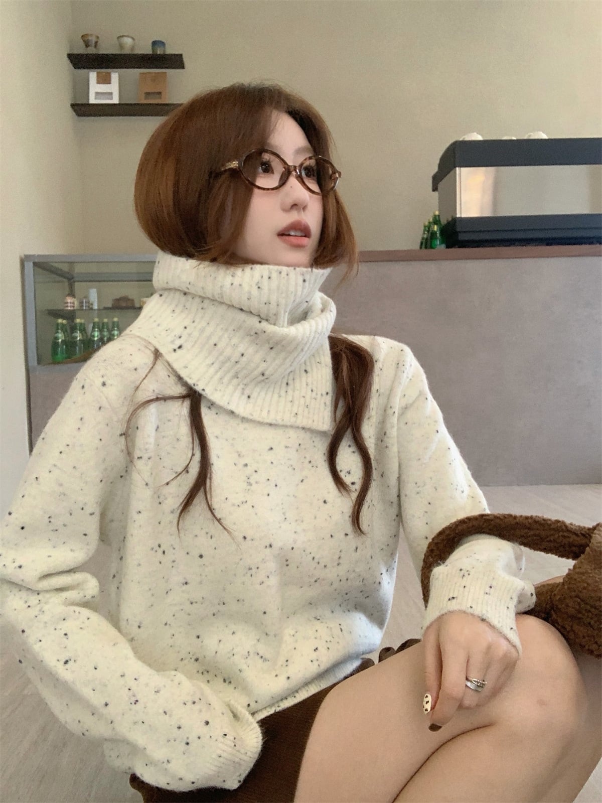 【tops】ニットセーターマフラー付き　M27672