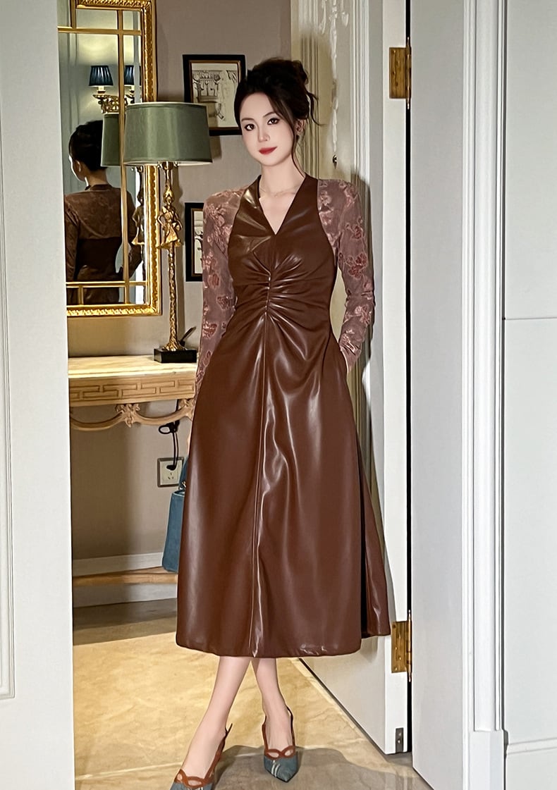 【dress】ドッキングPUワンピース　M28093