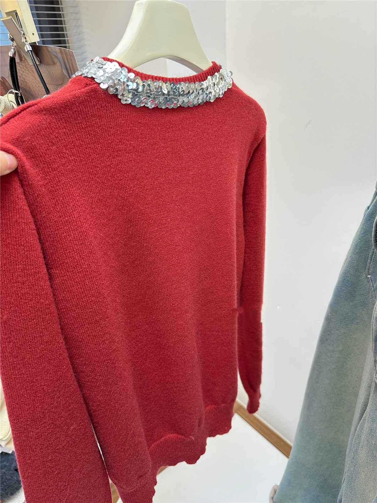 【outer】ラウンドネック長袖ニットカーディガンF8251