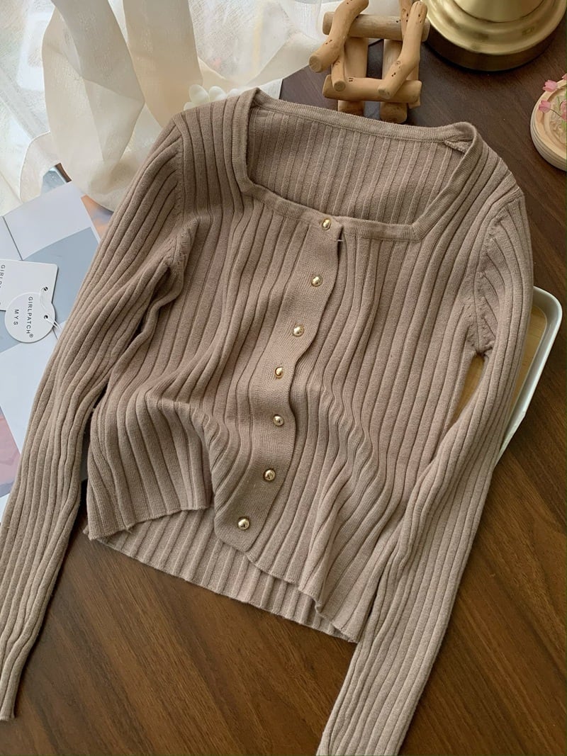 【outer】ボタンデザインニットセーター　M29417