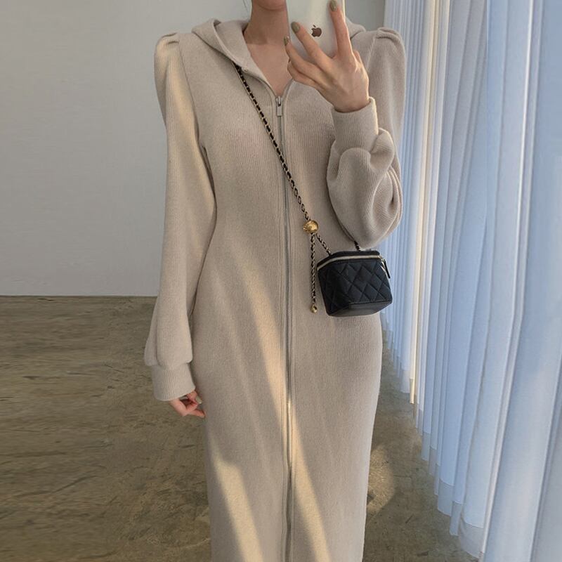 【dress】好感度満載！気質満点体型カバー着痩せパフスリーブワンピース G10915