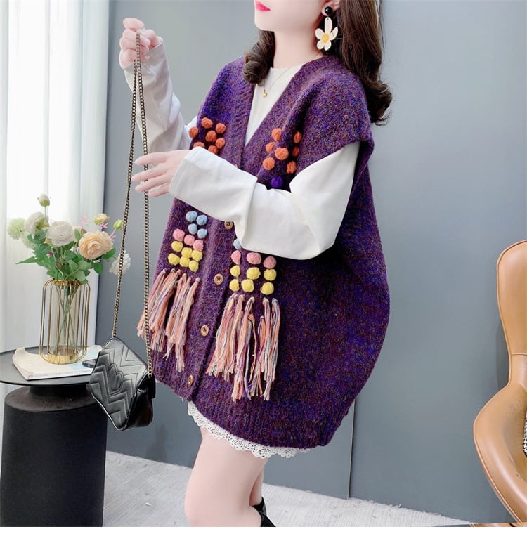 【tops】Vネックニットベスト　M28703