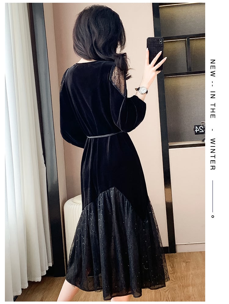 【dress】チュールドッキングワンピース　M27510