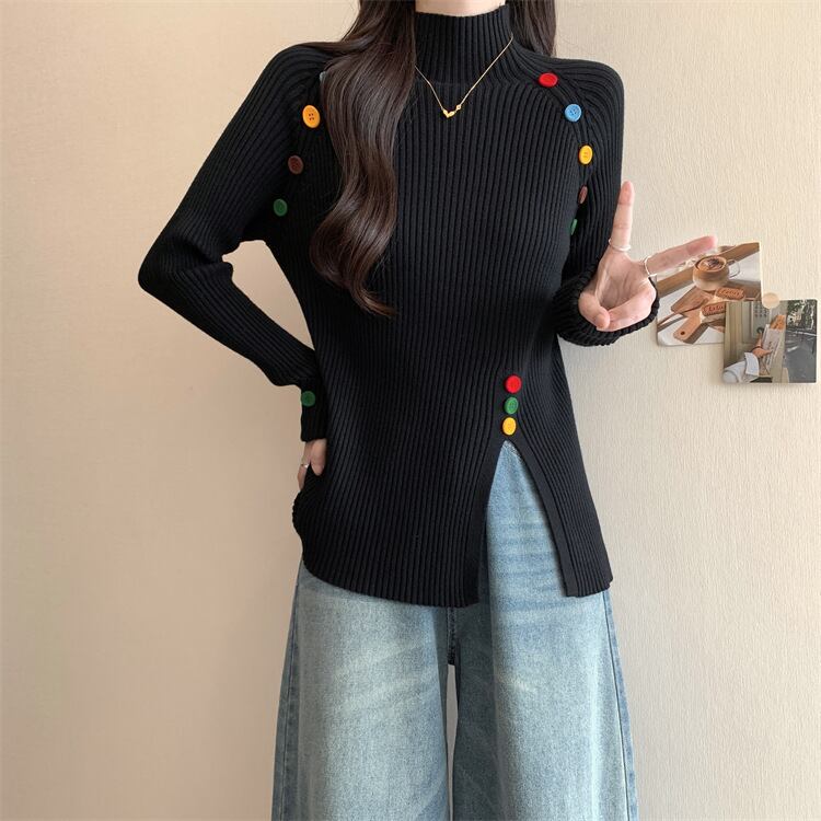 【tops】ボタンデザインニットトップス　M27823