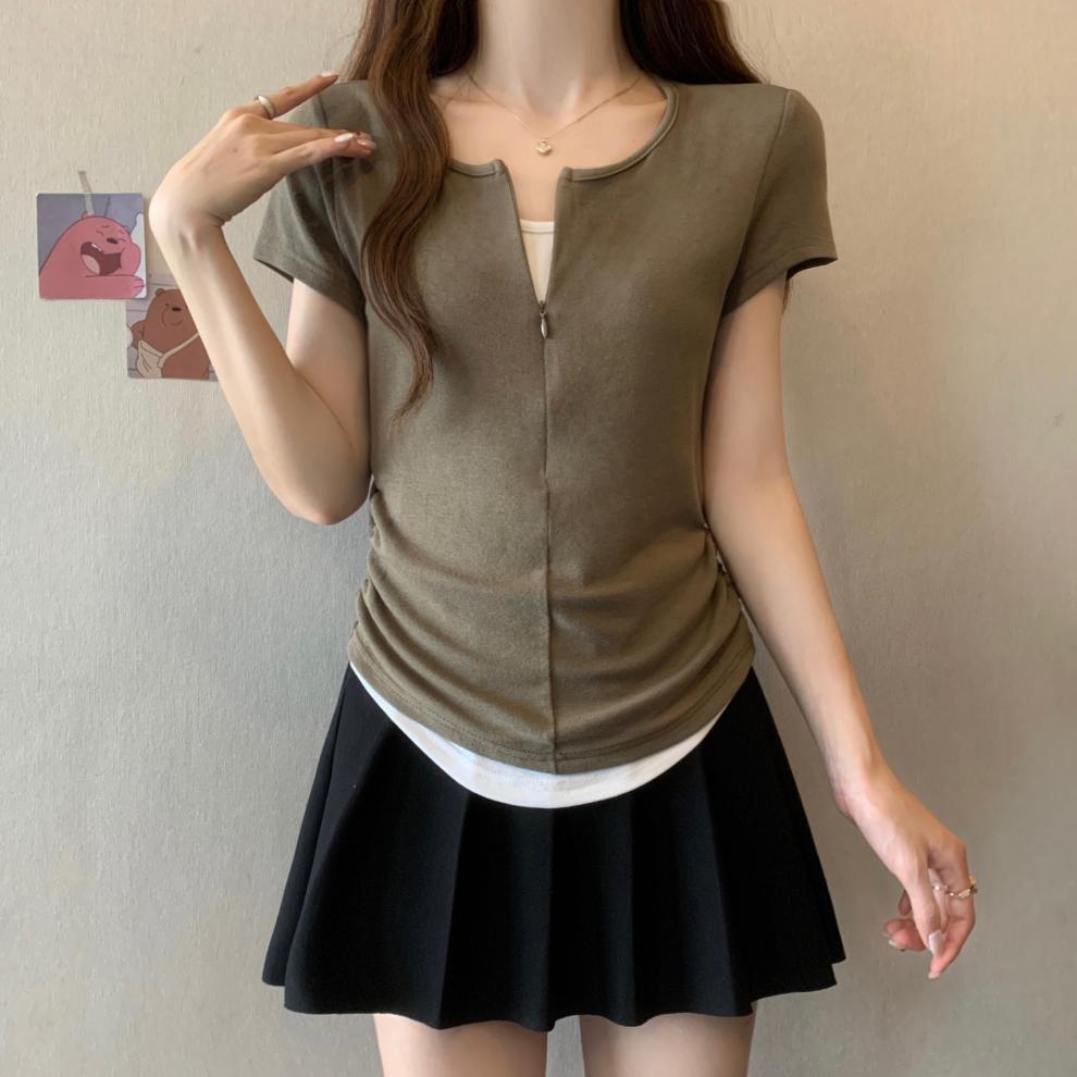 【tops】偽二つ切り替えTシャツG21042