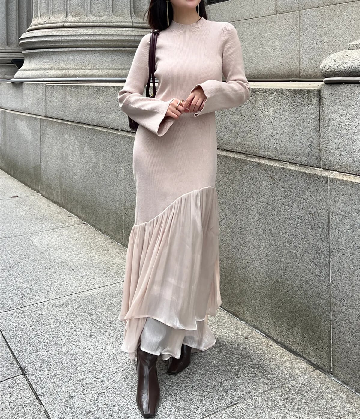 【dress】ドッキングニットワンピース　N2894